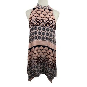 Ethereal S Shift Mini Dress Sharkbite Medallion Boho Hippie Festival Tribal EUC